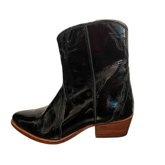 Free People New Frontier Western Boots Black Patent Leather Size 7.5 NEW - Picture 2 of 7